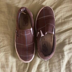 Brown plaid low top Vans